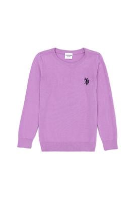 Kız Çocuk Lila Basic Bisiklet Yaka Kazak - 50275851028