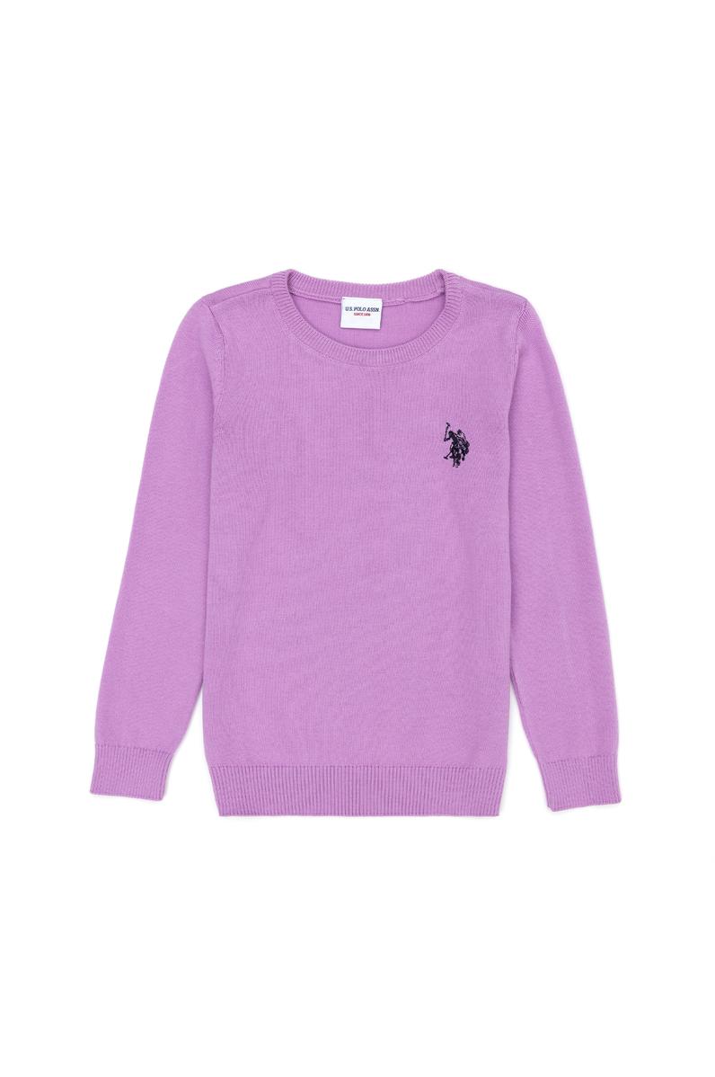 Kız Çocuk Lila Basic Bisiklet Yaka Kazak