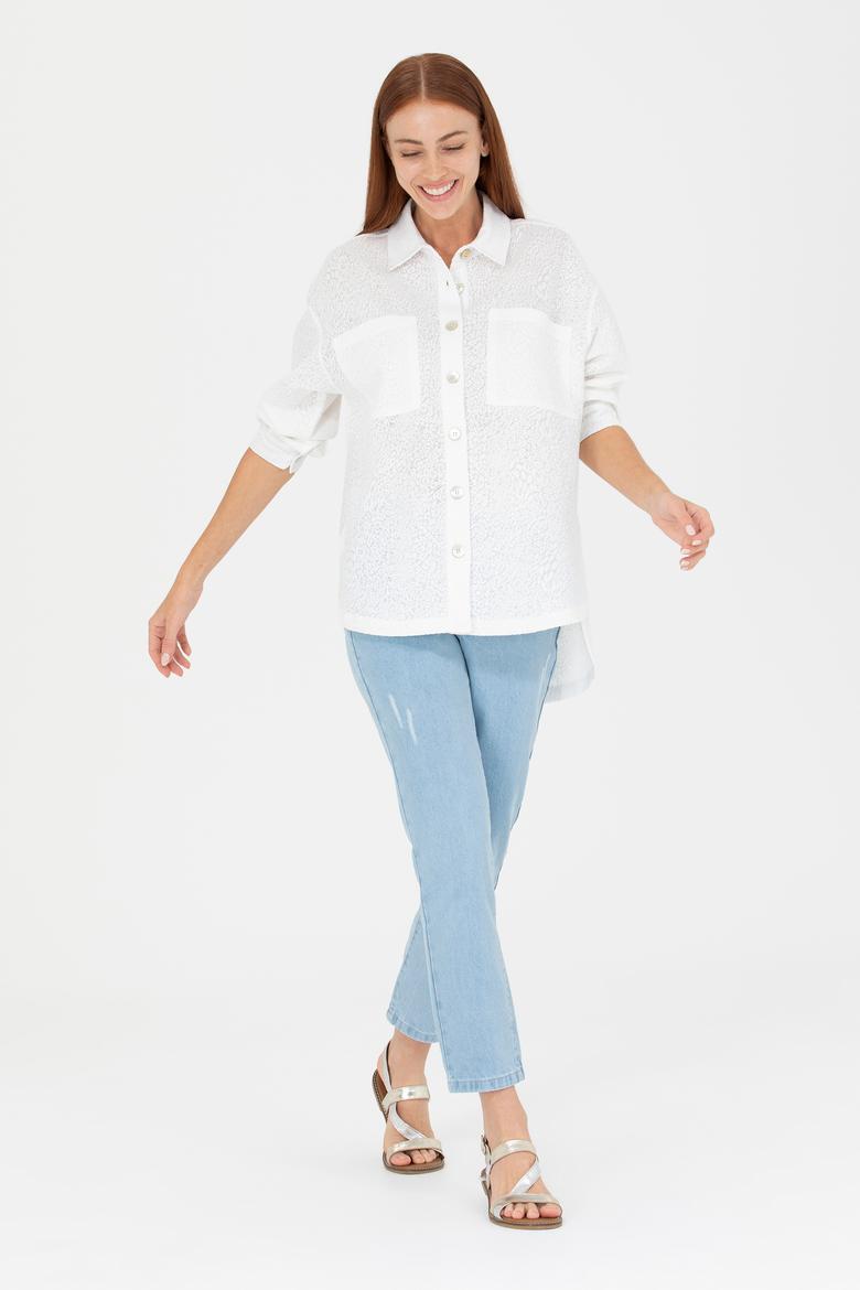 Kadın Ekru Örme Gömlek - 50267614004