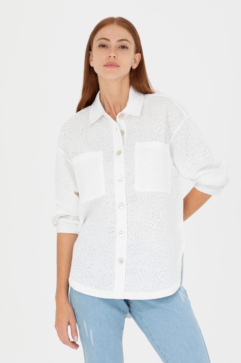 Kadın Ekru Örme Gömlek