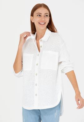 Kadın Ekru Örme Gömlek - 50267614004