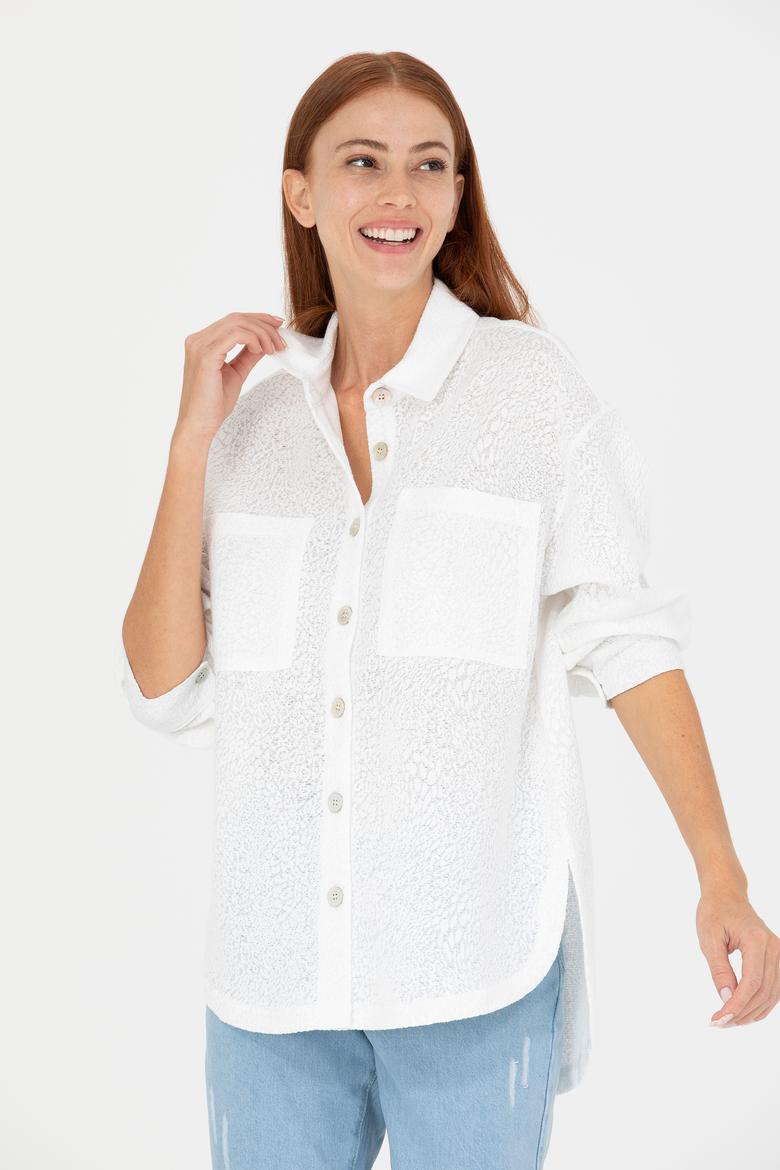 Kadın Ekru Örme Gömlek - 50267614004
