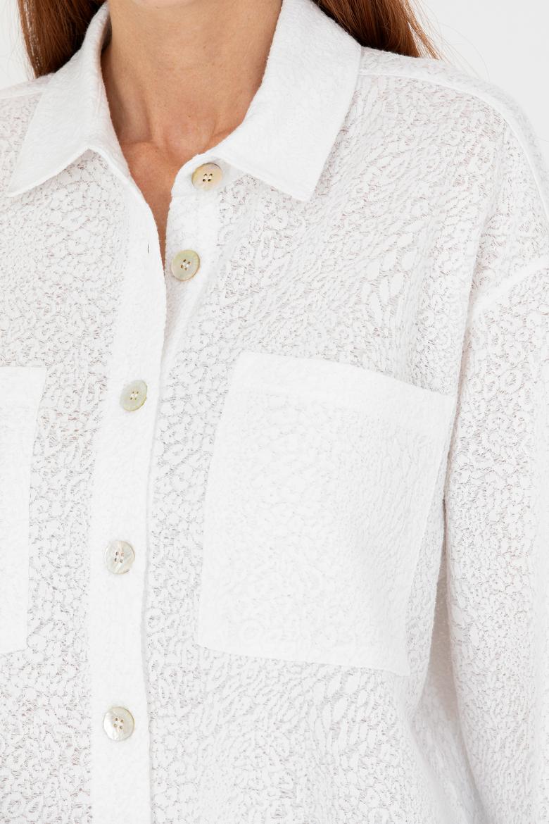 Kadın Ekru Örme Gömlek - 50267614004