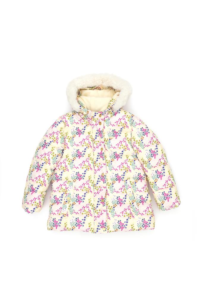 Kız Çocuk Ekru Kapüşonlu Kaban