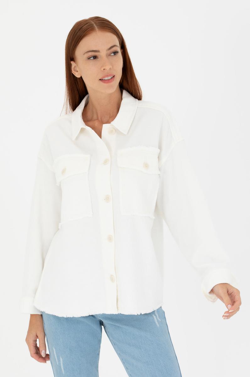 Kadın Bej Jean Gömlek