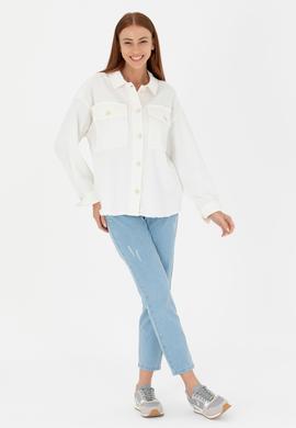 Kadın Bej Jean Gömlek - 50265301010