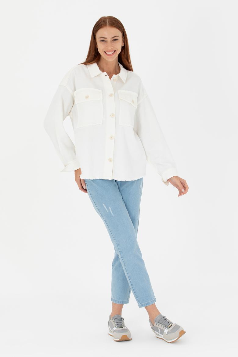 Kadın Bej Jean Gömlek - 50265301010