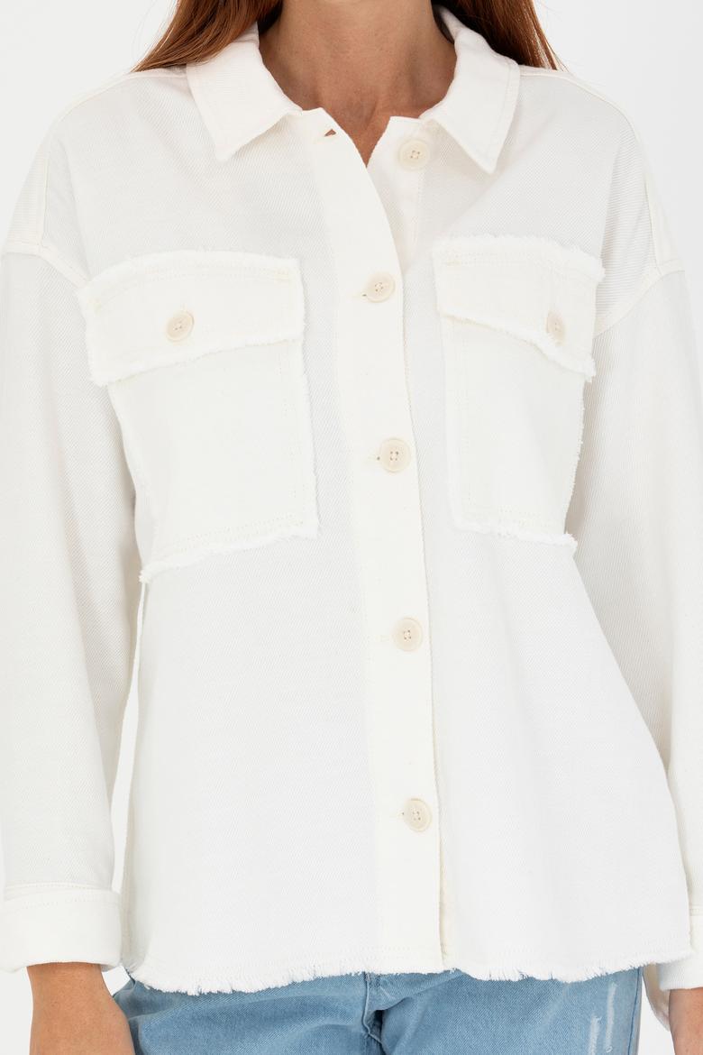 Kadın Bej Jean Gömlek - 50265301010