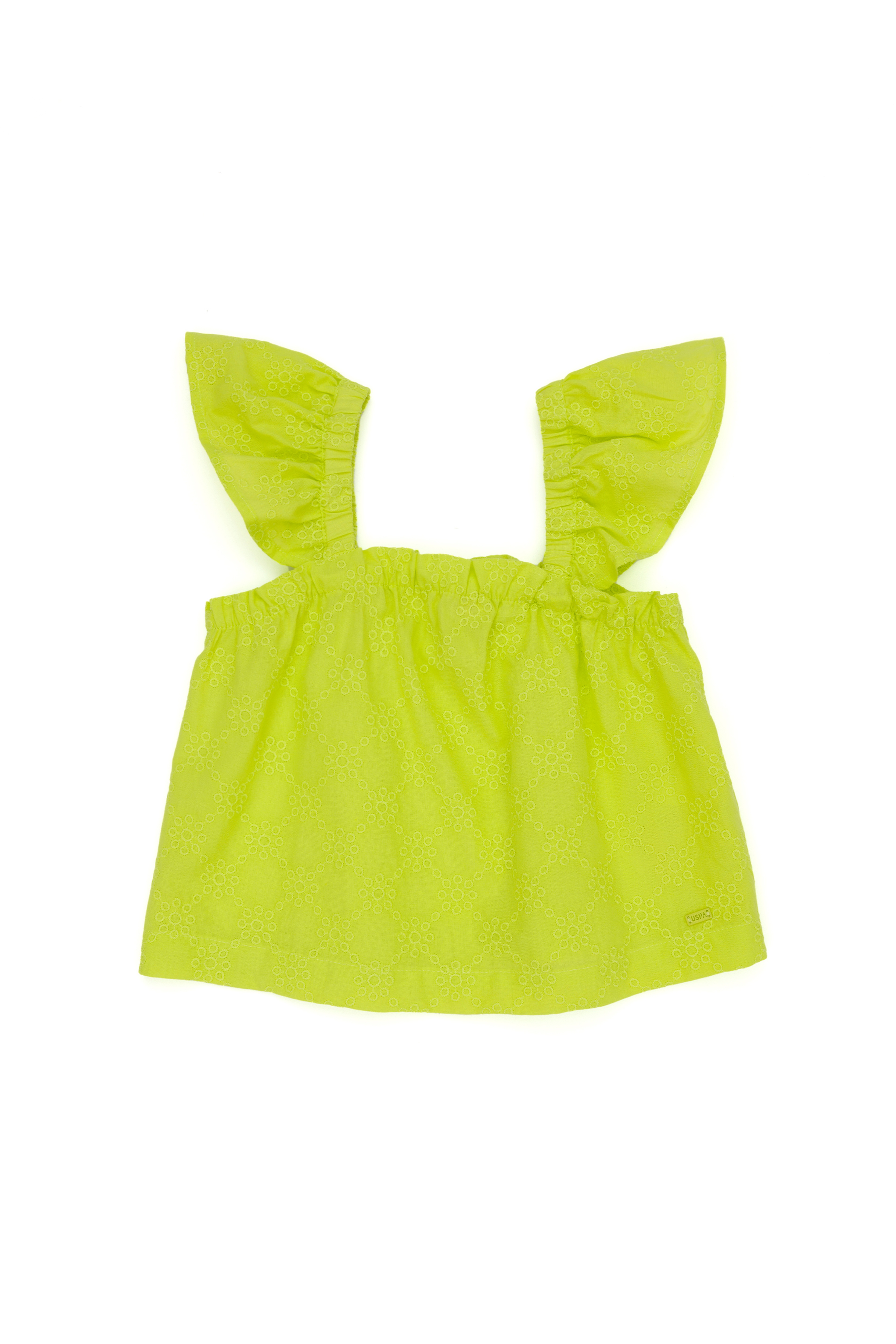 Kız Çocuk Neon Sarı Kısa Kollu Gömlek - Image 1