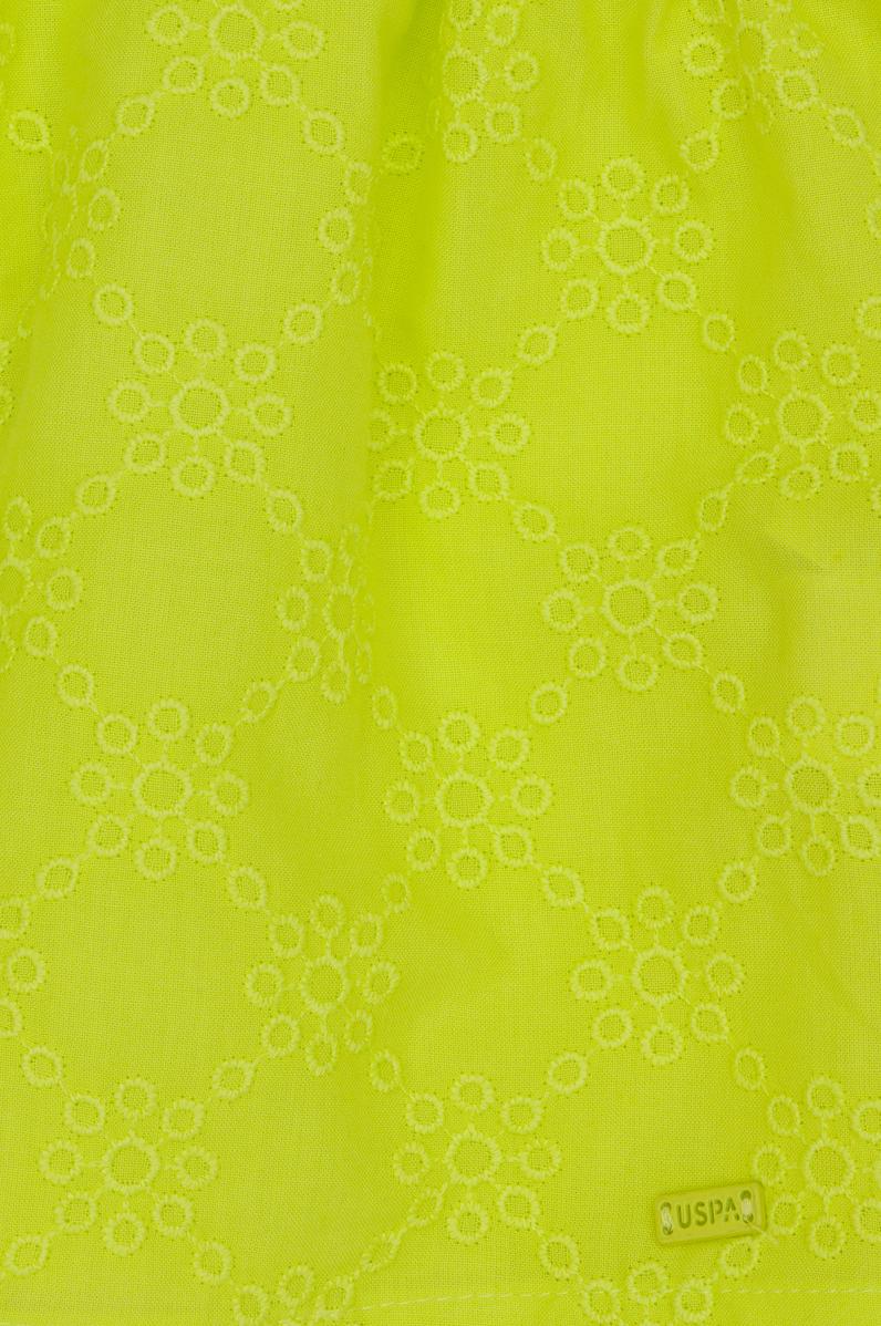 Kız Çocuk Neon Sarı Kısa Kollu Gömlek