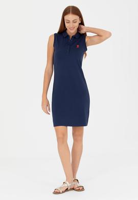 Kadın Lacivert Polo Yaka Örme Elbise - 50271554036