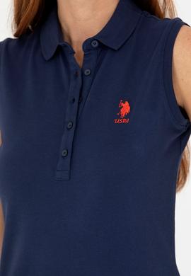 Kadın Lacivert Polo Yaka Örme Elbise - 50271554036