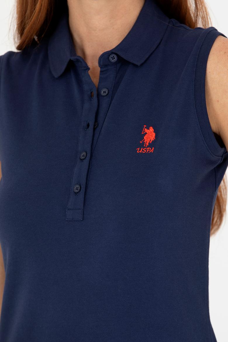 Kadın Lacivert Polo Yaka Örme Elbise - 50271554036