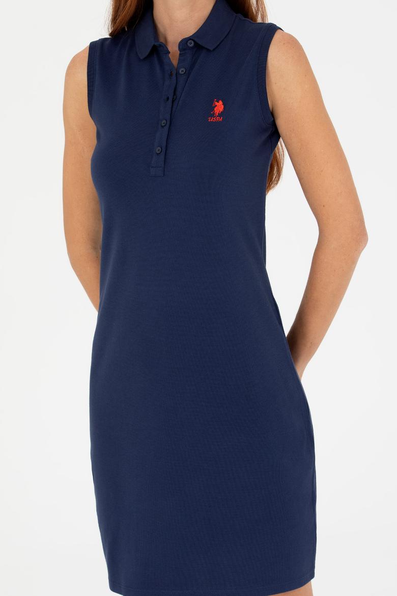 Kadın Lacivert Polo Yaka Örme Elbise - 50271554036