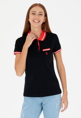 Kadın Siyah Polo Yaka Tişört - 50271591044