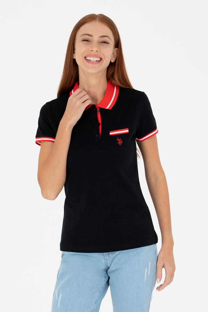 Kadın Siyah Polo Yaka Tişört