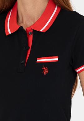 Kadın Siyah Polo Yaka Tişört - 50271591044