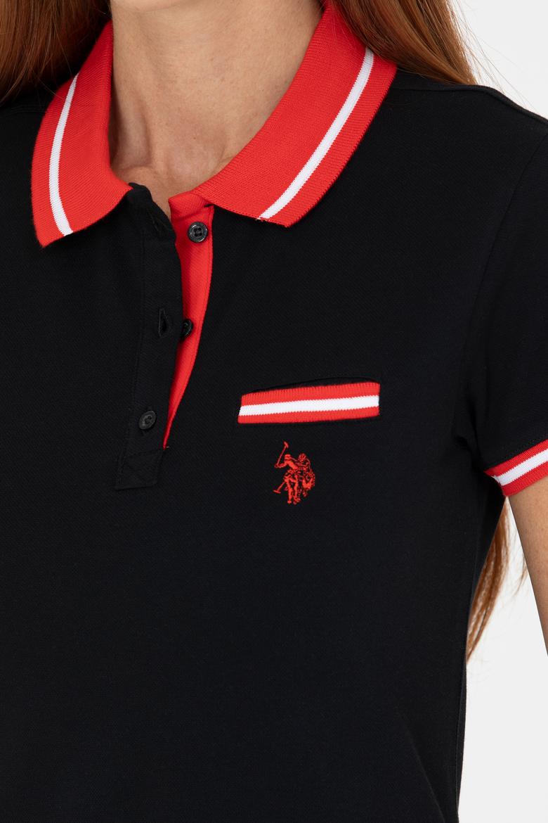 Kadın Siyah Polo Yaka Tişört - 50271591044