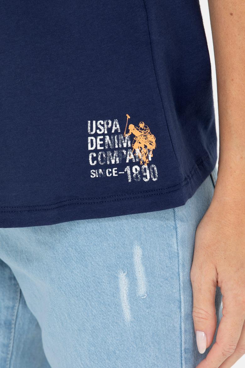 Kadın Lacivert Bisiklet Yaka Tişört - 50266330017