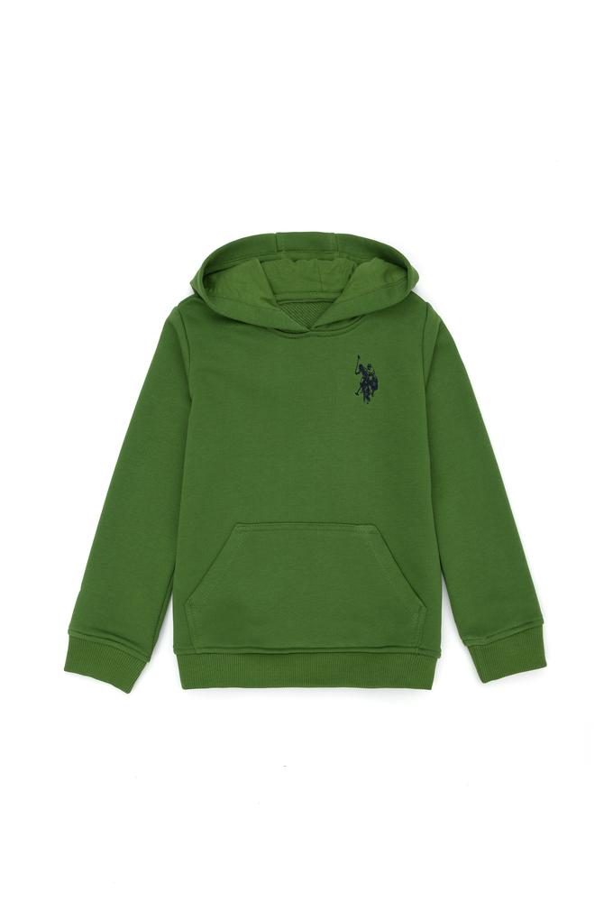 Çocuk Yeşil Basic Kapüşonlu Sweatshirt