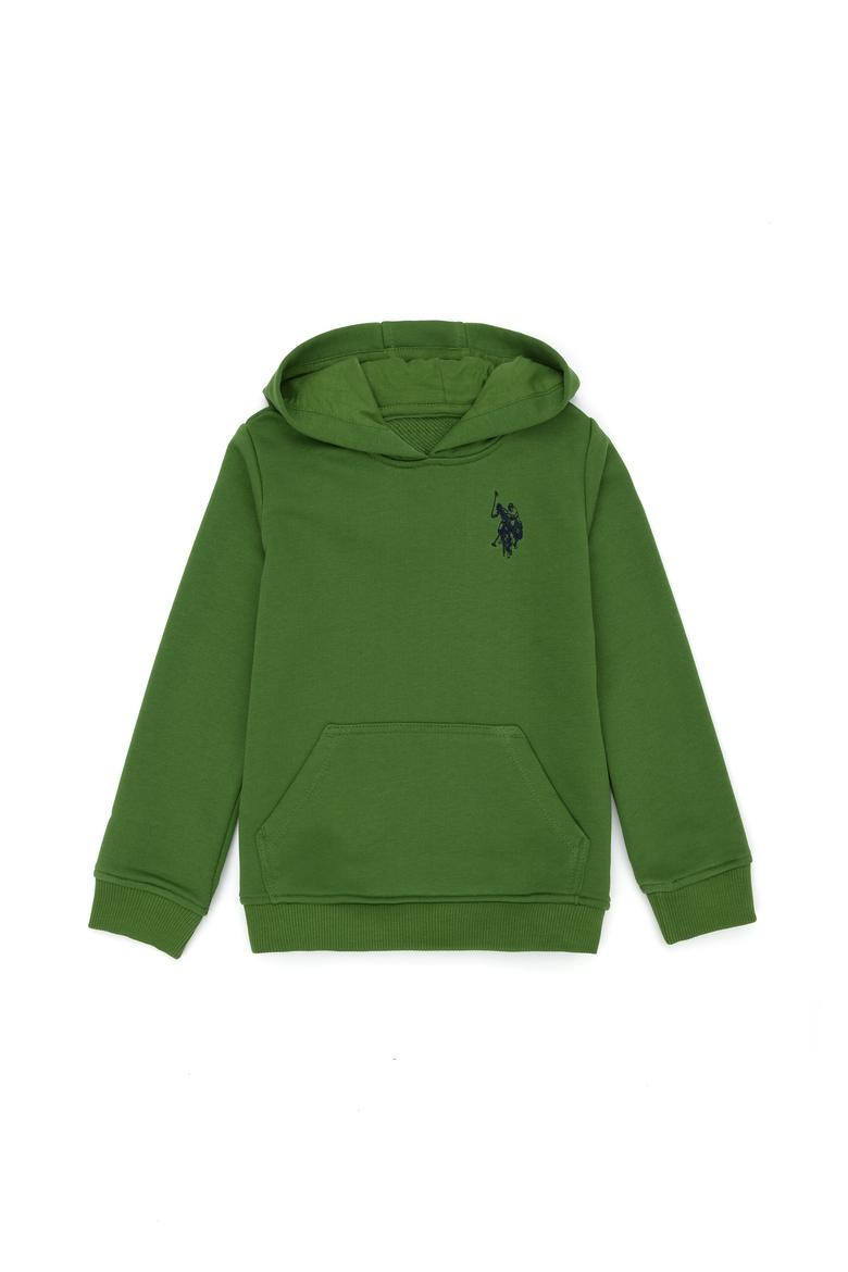 Çocuk Yeşil Basic Kapüşonlu Sweatshirt