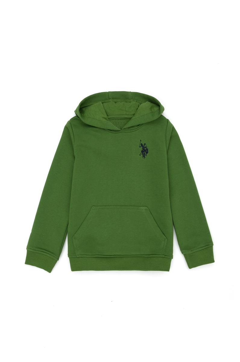 Çocuk Yeşil Basic Kapüşonlu Sweatshirt