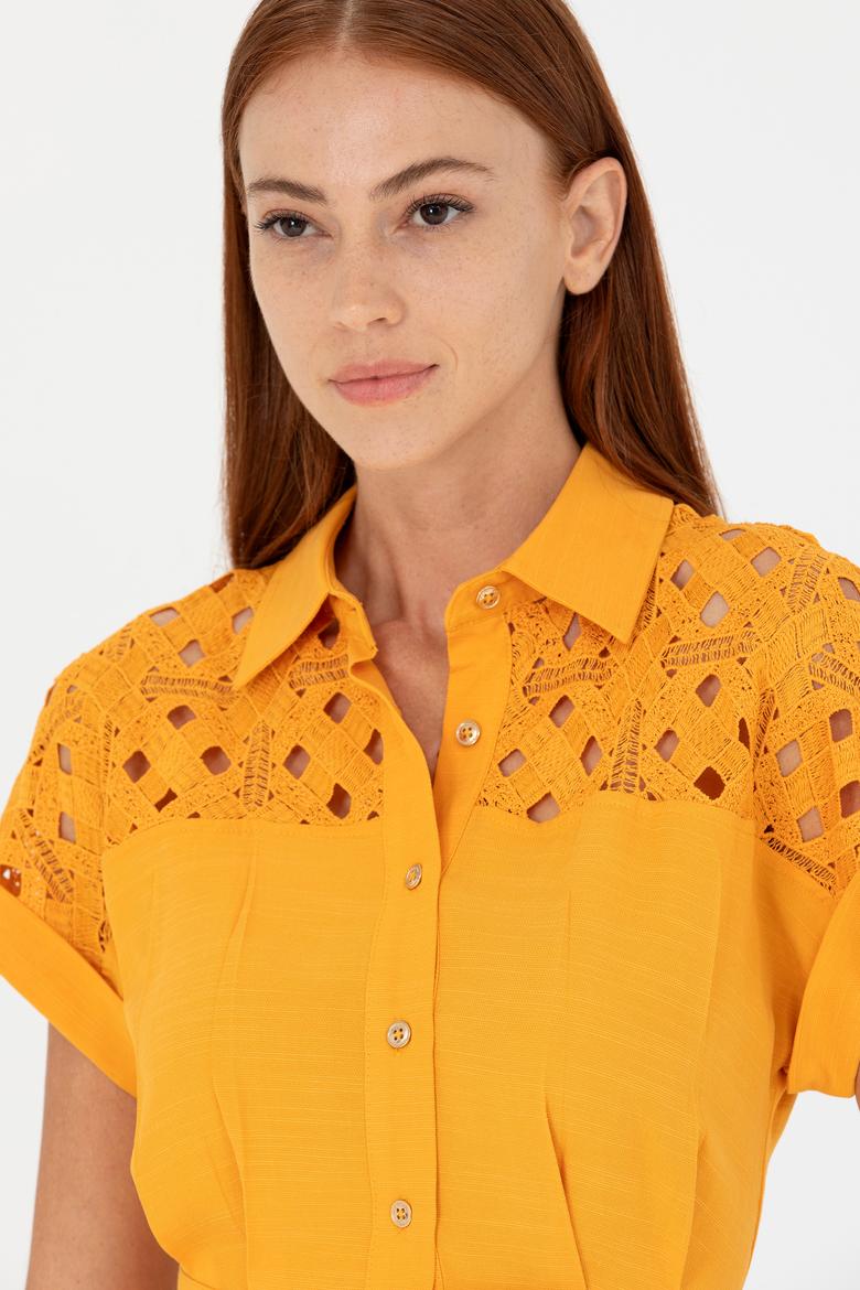 Kadın Sarı Dokuma Elbise - 50262576013