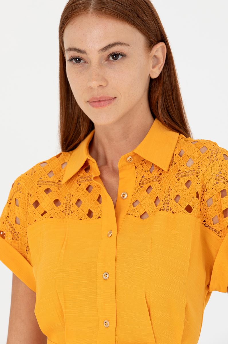 Kadın Sarı Dokuma Elbise