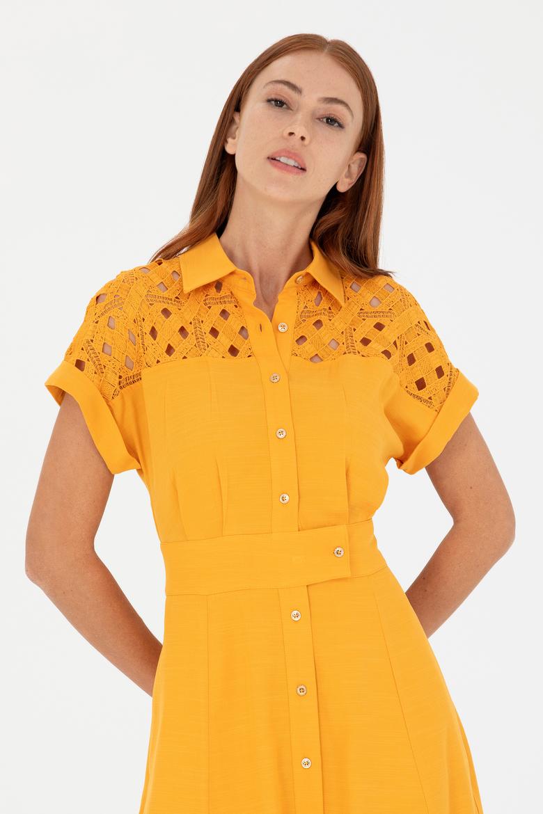 Kadın Sarı Dokuma Elbise - 50262576013