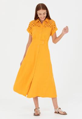 Kadın Sarı Dokuma Elbise - 50262576013