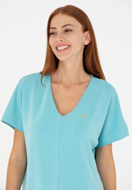 Kadın Mint V Yaka Tişört - 50267523012