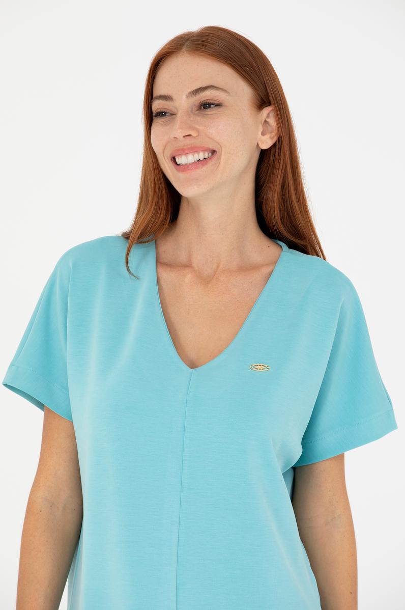 Kadın Mint V Yaka Tişört