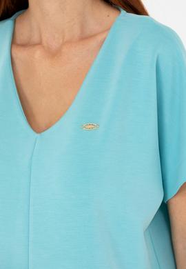 Kadın Mint V Yaka Tişört - 50267523012