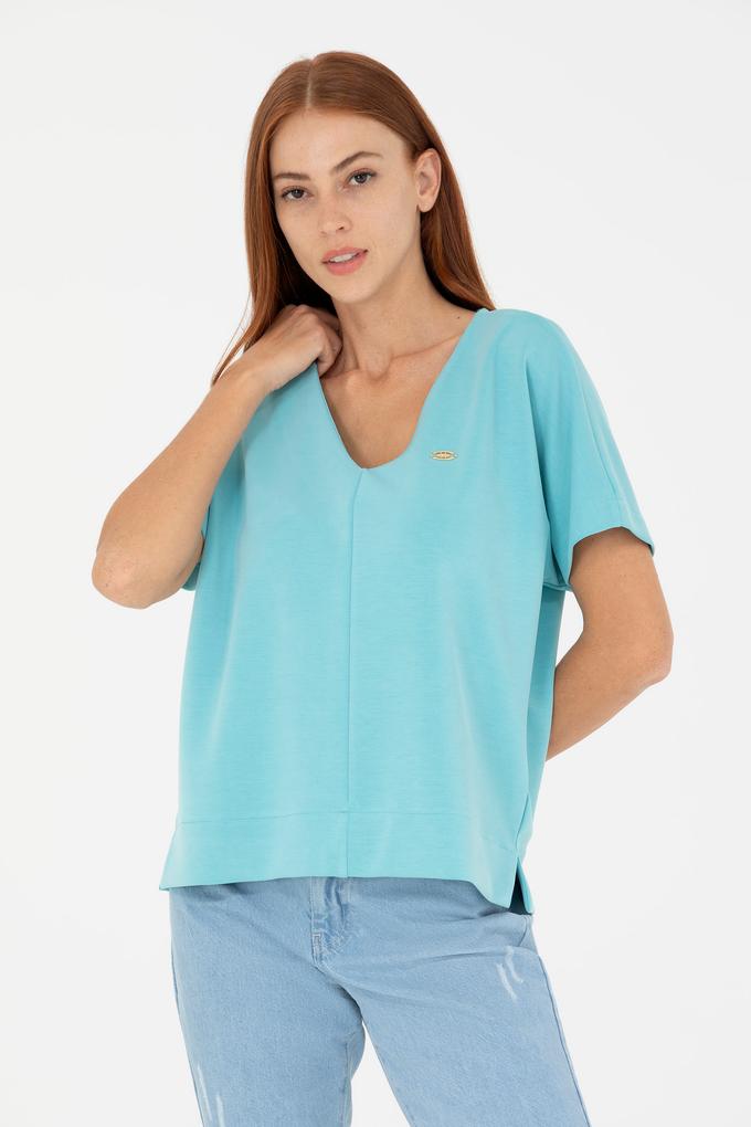 Kadın Mint V Yaka Tişört