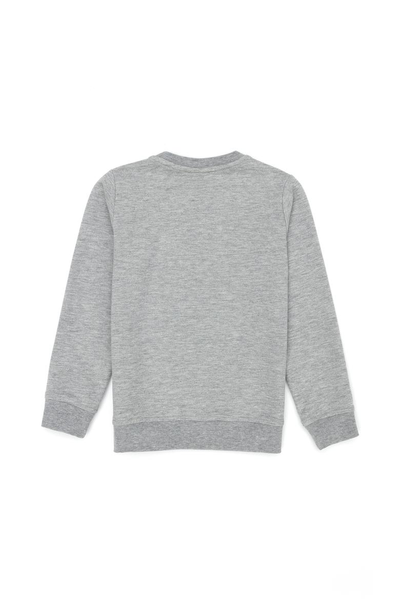 Çocuk Gri Melanj Bisiklet Yaka Sweatshirt - 50274324045