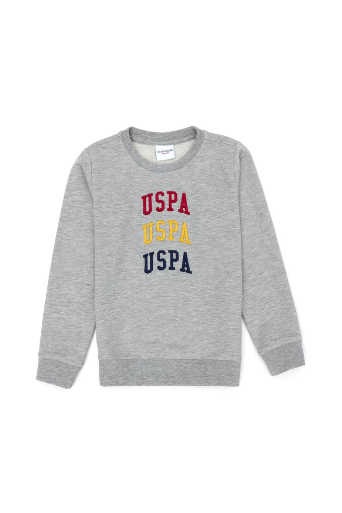 Çocuk Gri Melanj Bisiklet Yaka Sweatshirt