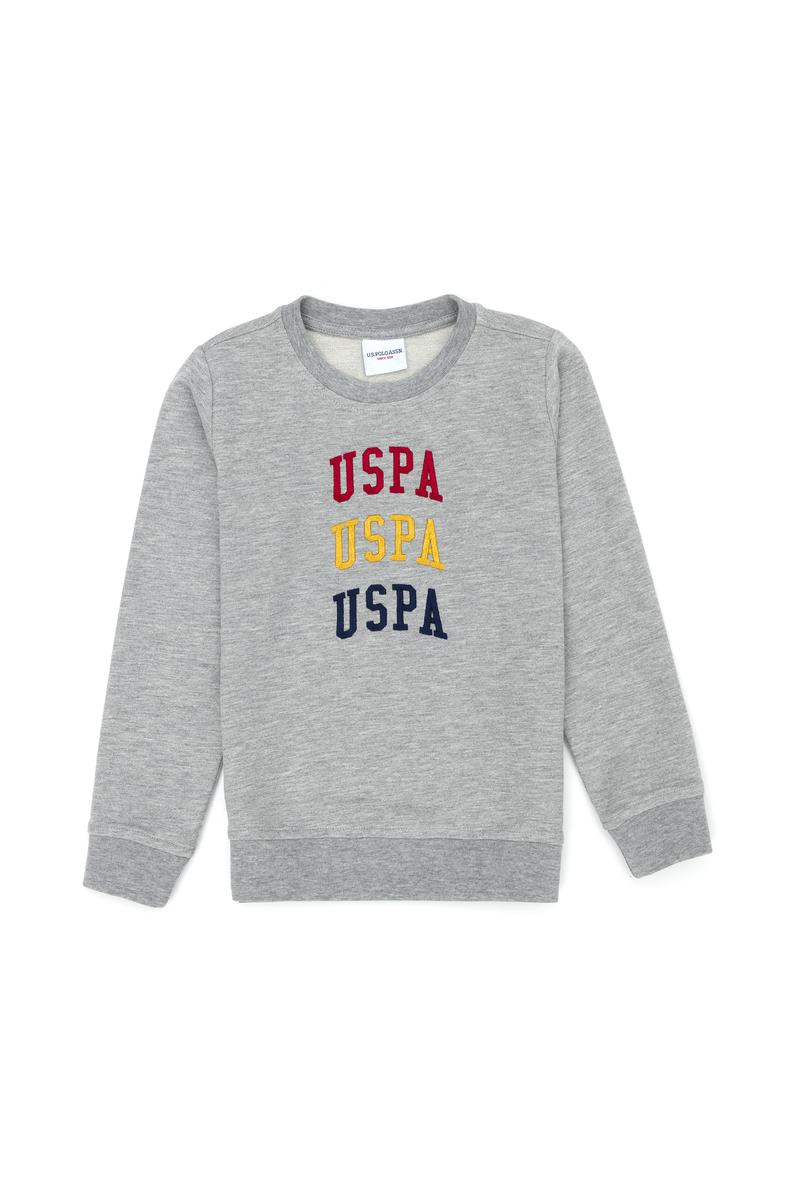 Çocuk Gri Melanj Bisiklet Yaka Sweatshirt