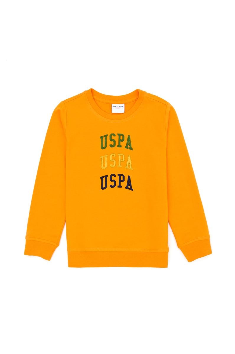 Çocuk Turuncu Bisiklet Yaka Sweatshirt