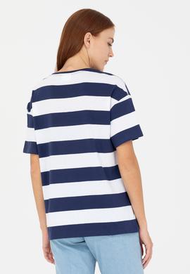 Kadın Lacivert Bisiklet Yaka Tişört - 50276716008