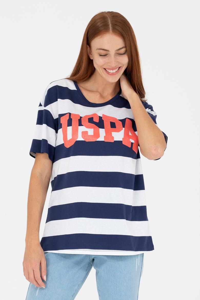 Kadın Lacivert Bisiklet Yaka Tişört - 50276716008