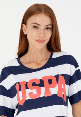 Kadın Lacivert Bisiklet Yaka Tişört - 50276716008