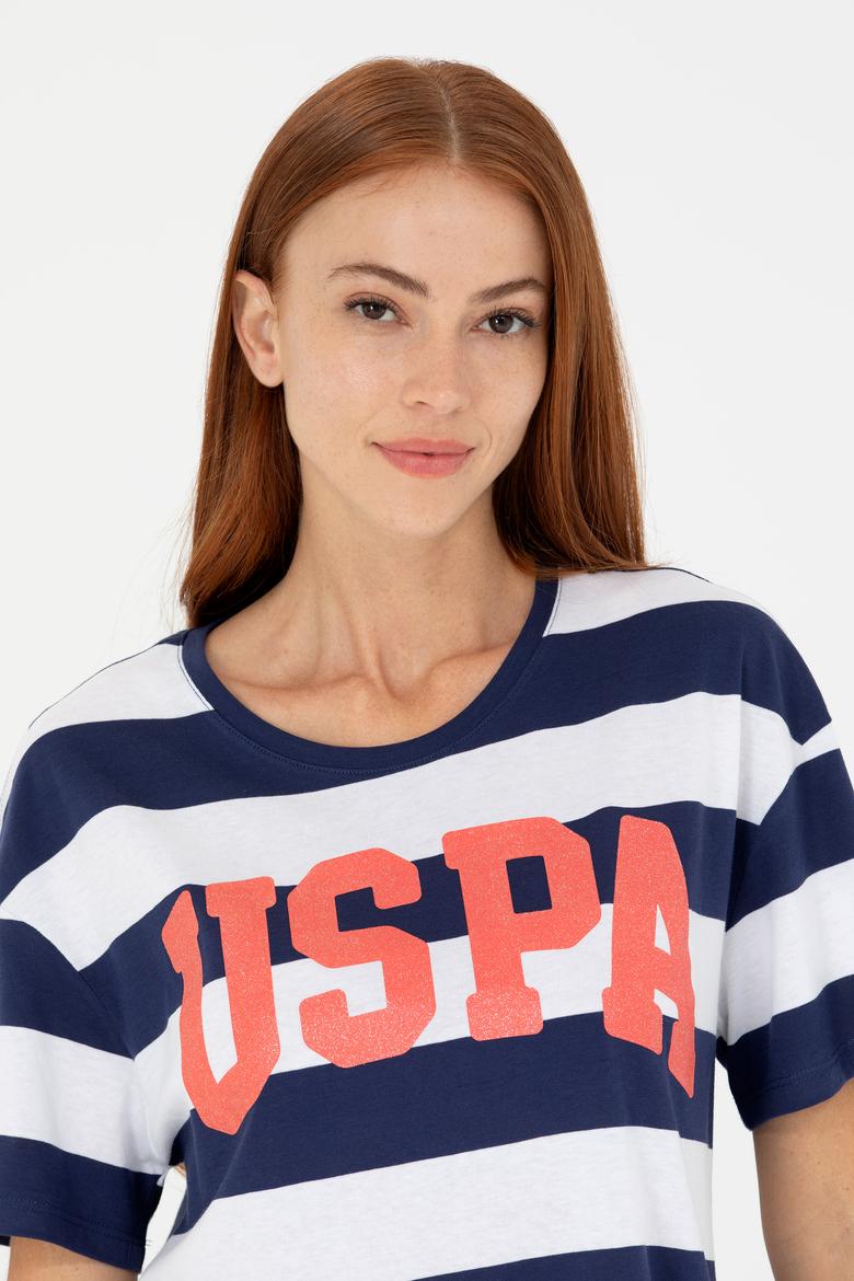 Kadın Lacivert Bisiklet Yaka Tişört - 50276716008