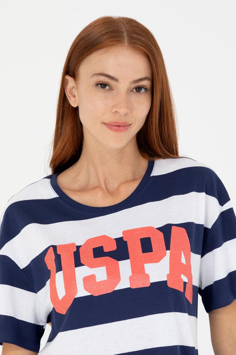 Kadın Lacivert Bisiklet Yaka Tişört