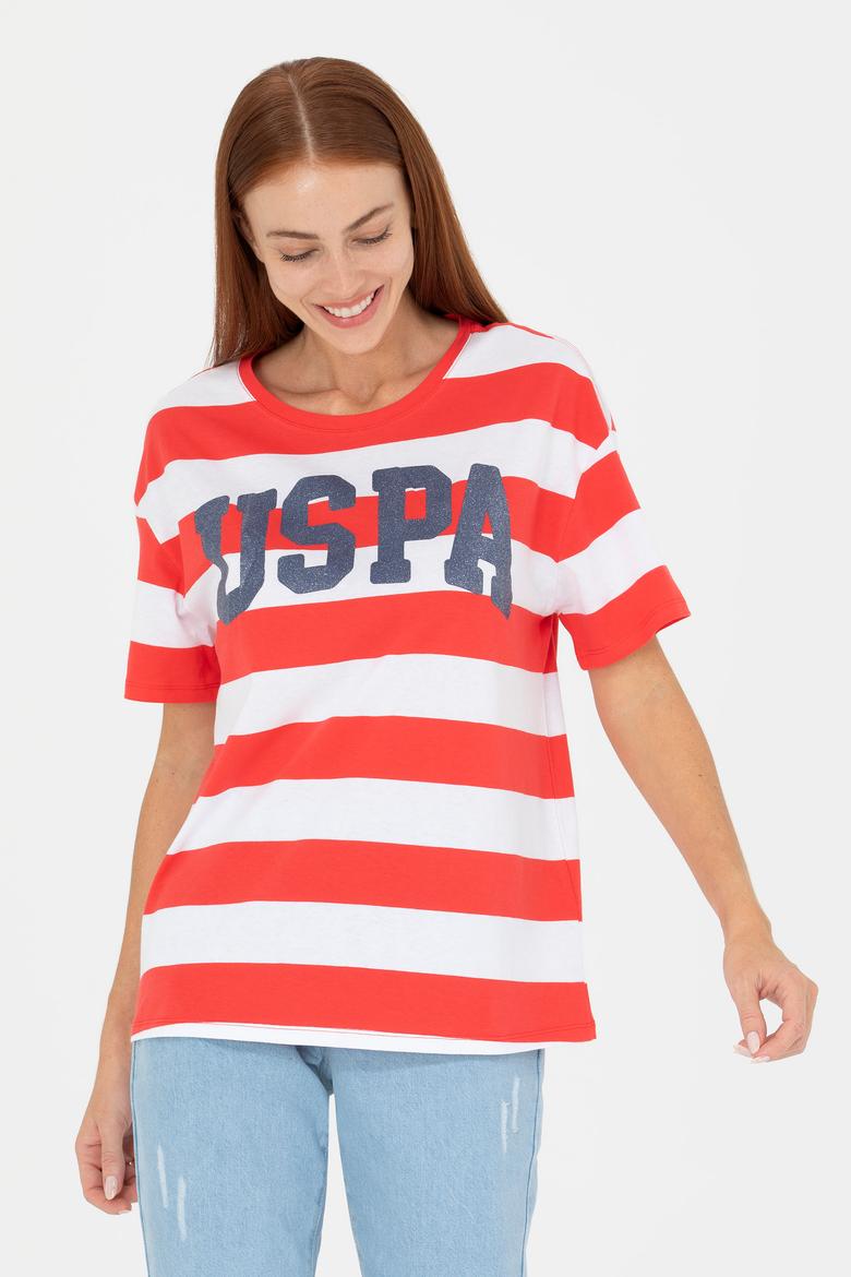 Kadın Kırmızı Bisiklet Yaka Tişört - 50276716016