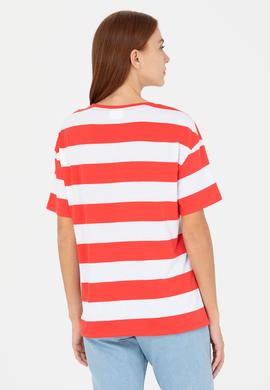 Kadın Kırmızı Bisiklet Yaka Tişört - 50276716016