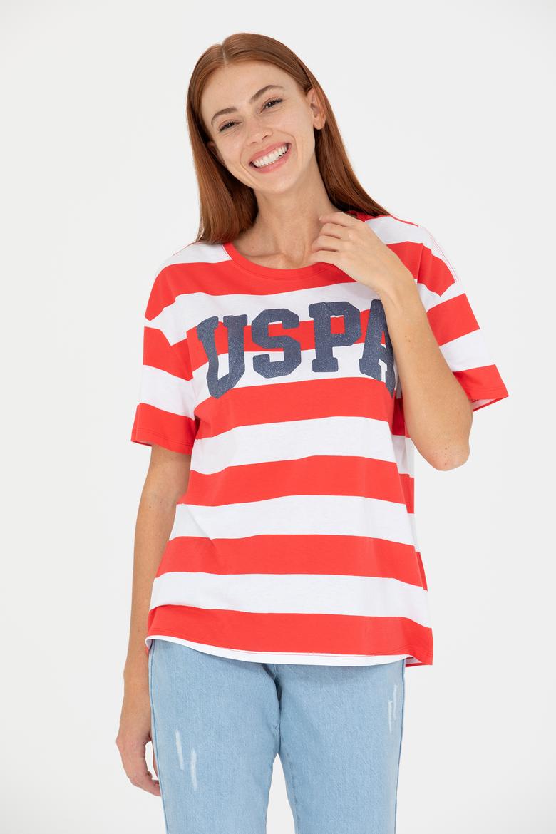 Kadın Kırmızı Bisiklet Yaka Tişört