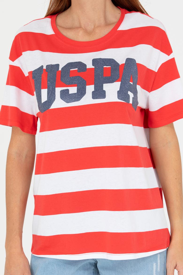 Kadın Kırmızı Bisiklet Yaka Tişört - 50276716016