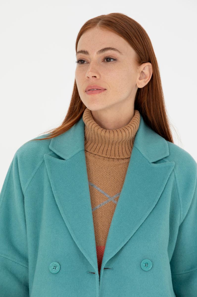 Kadın Mint Kaşe Kaban