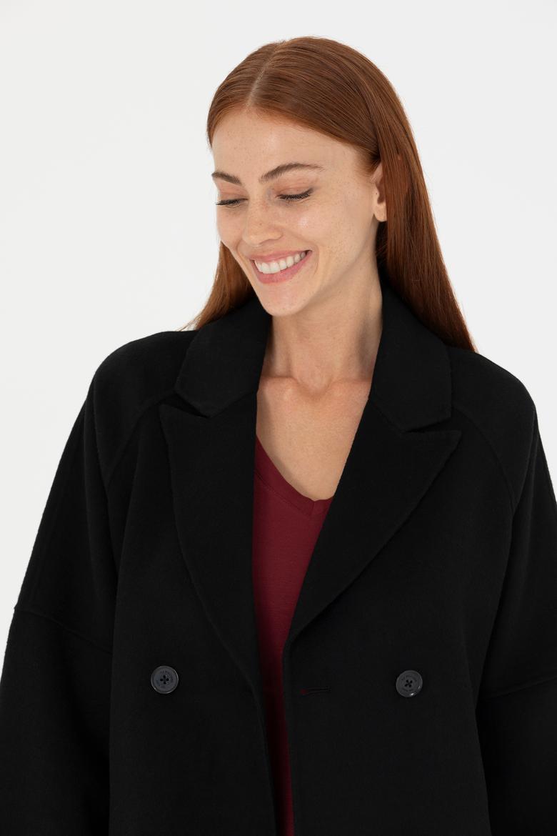 Kadın Siyah Kaşe Kaban - 50271197062