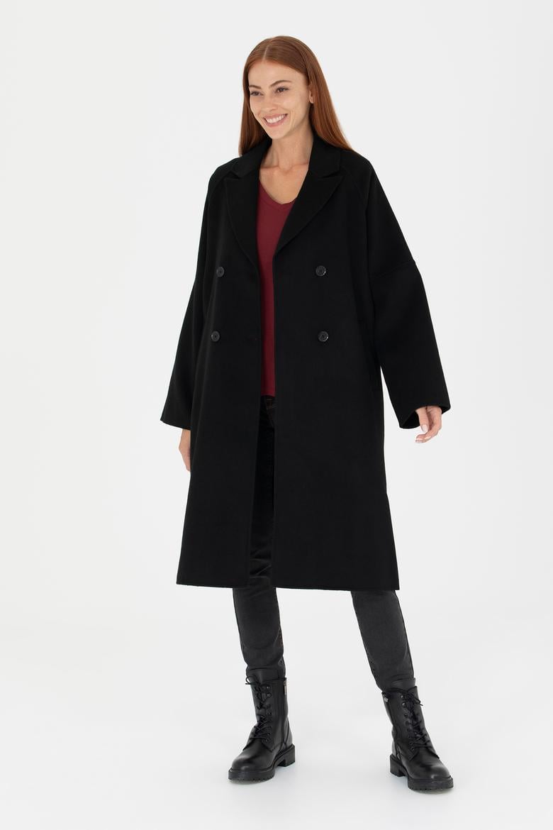 Kadın Siyah Kaşe Kaban - 50271197062